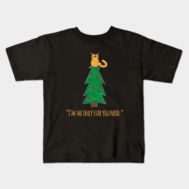 Cat Christmas Humor Kids T-Shirt by Commykaze